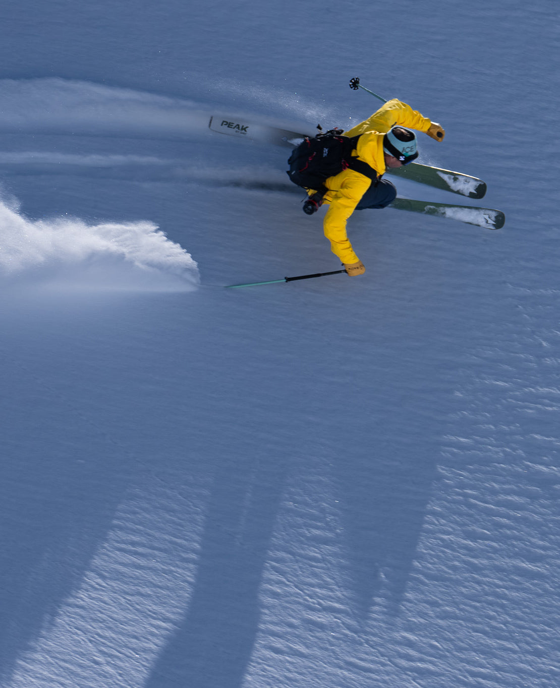 Aerial photo of a skier