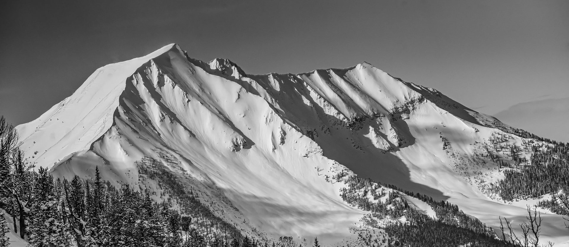Black and white image of Madison Range in Montana